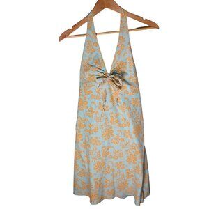 Vintage Gap Halter Dress Womens 10 Mini Sun Dress Floral Flowy Beachy Coastal